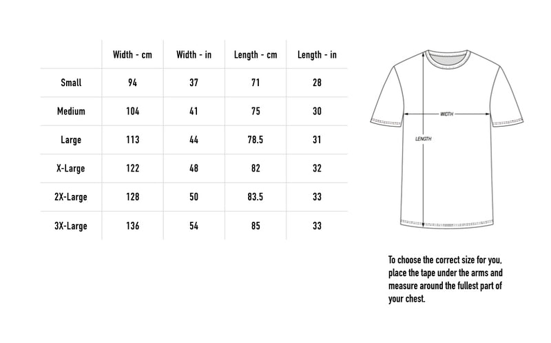 Size chart for One Everything Bundle