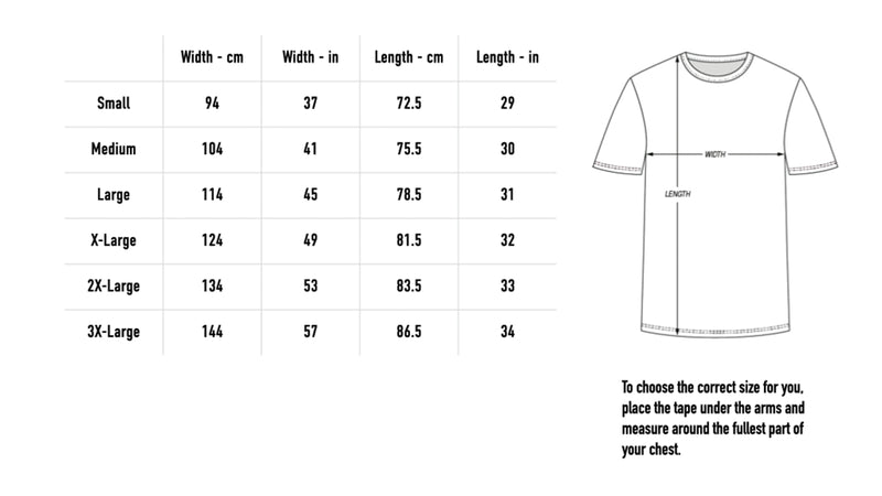Size chart for Skip Armstrong Tee - Black